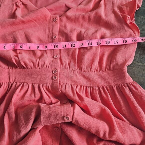Girl Meets Glam pink dress 12 casual comfy button empire waist tie back - Picture 6 of 8
